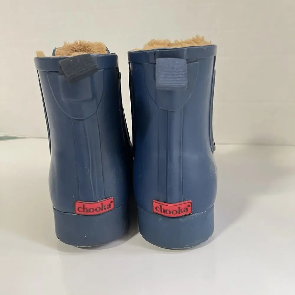 Chooka Women's Size 10 Delridge Chelsea Waterproof Plush Lined Rain Boots Blue